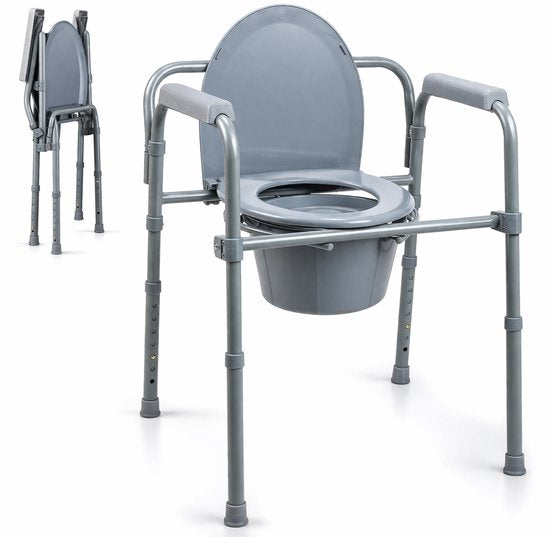Safe Life® Toiletstoel 3-in-1 – Opvouwbaar & in hoogte verstelbaar - wc verhoger & postoel met emmer – Tot 160 kg – voor Senioren & Herstel - po stoel - wc stoel