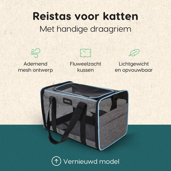 Volcan Reistas Kat - Reismand van Katoen - Draagtas Katten of Kleine Hond - Kattenreismand- Grijs