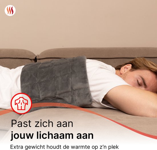Seranova Verzwaard Elektrisch Warmtekussen voor Rug, Voeten, Nek, Schouders, Buik - Heating Pad - Verwarmingskussen - Wasmachine - 60x30cm - Grijs
