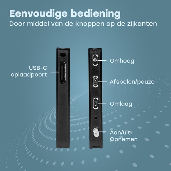 Audyn Voice Recorder - 200 Uur Audio Opname - Afluisterapparatuur op Afstand - Dictafoon - 360° HD Opnames - 16GB - Zwart