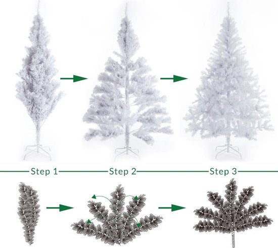 Casaria Kerstboom PVC - Metalen Voet - 180 cm Wit