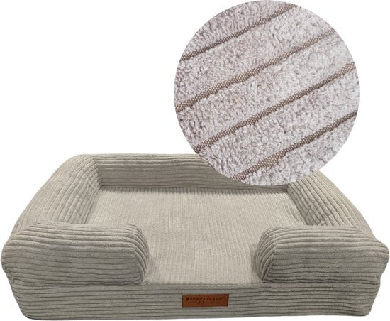 By Cee Cee Orthopedische Hondenmand – Hondenbed – Ribstof - Voor Kleine Honden - Mokka Taupe - 80x55 cm