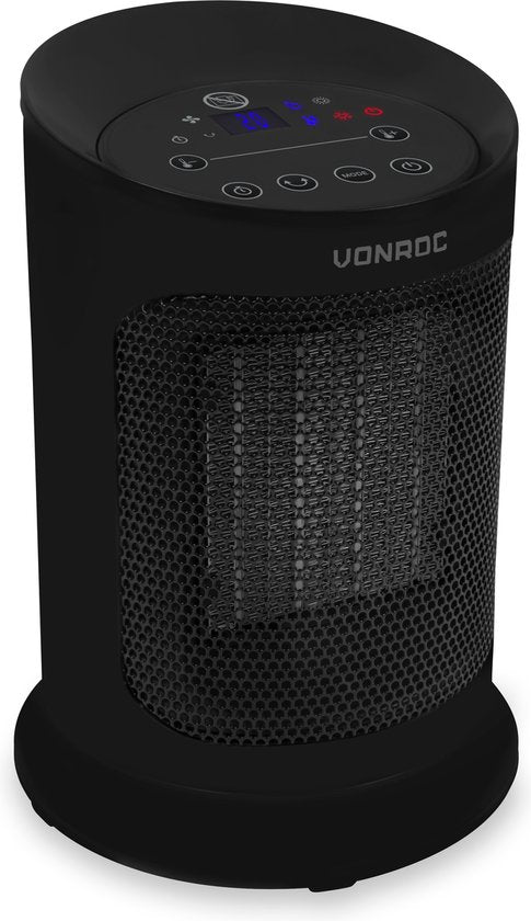 VONROC Elektrische kachel - ventilatorkachel - 1200W/1800W - keramisch - 3 standen - thermostaat - timer - LED-scherm - zwenkfunctie – incl. afstandsbediening - 20m2