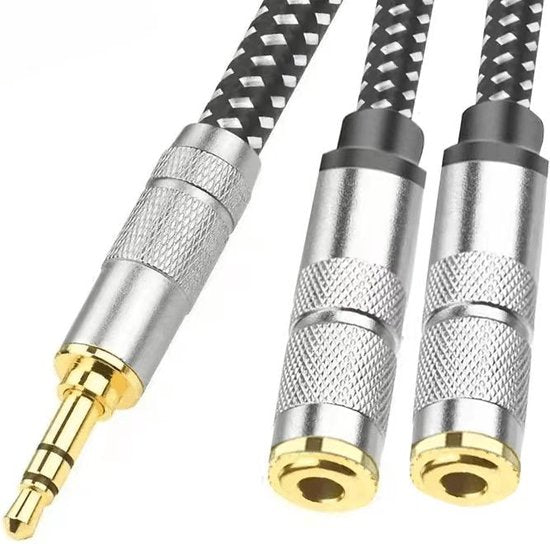 Drivv. Premium Audio Splitter - AUX - Jack Splitter - Audio Splitter 3,5 mm Jack - Male to Female - Grijs