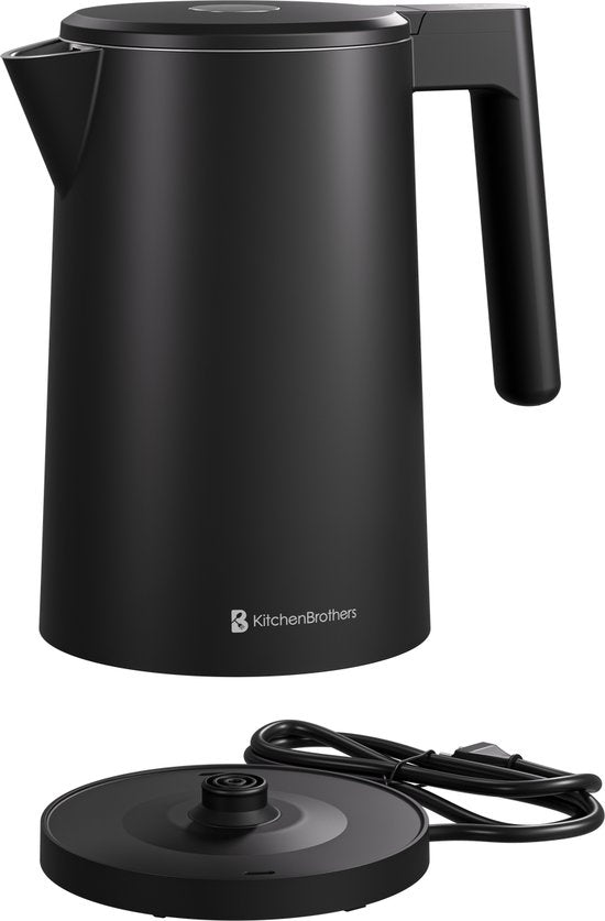 KitchenBrothers Waterkoker - 1.7L - Met Temperatuurregeling - Elektrisch - Warmhoudfunctie - Display - Dubbelwandig - Cool-touch - 2200W - Zwart