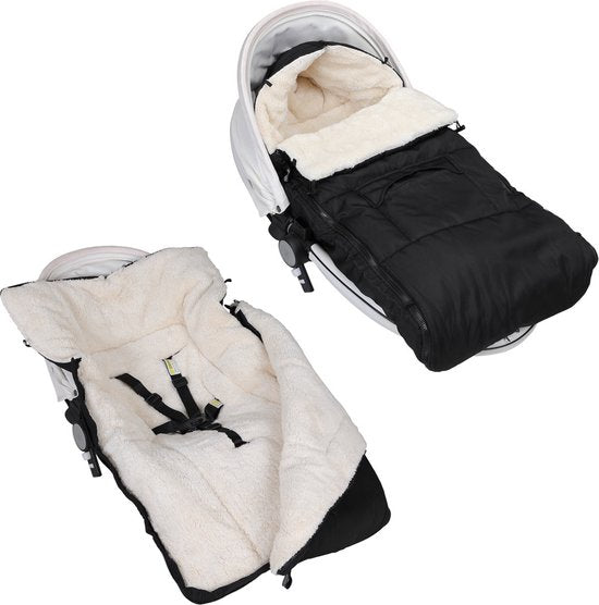 DUB Kinderwagen Voetenzak Zwart | Teddy | Maxi-Cosi | met Opbergtas