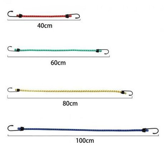 Deuba Rubberen Spanbanden - Set van 8 40-100cm Haken - Multicolor