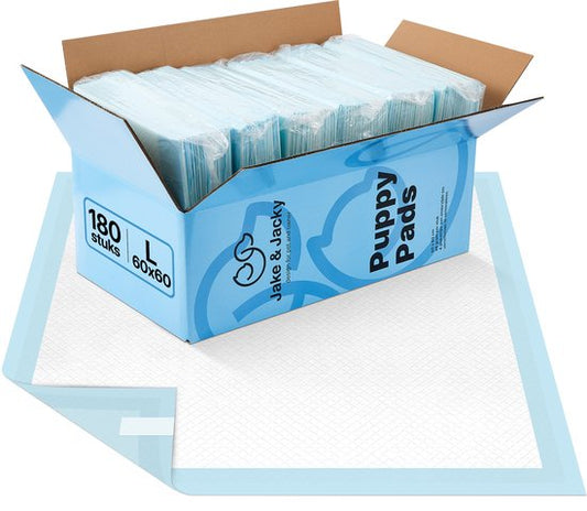 Jake and Jacky 180 stuks Puppy Training Pads met Plakstrip - Zindelijkheidstraining Hond - Plasmatjes hond - Hondentoilet 60 x 60 cm