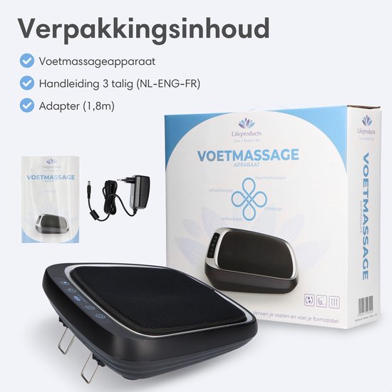 Shiatsu Voetmassage Apparaat - 3 Snelheidsstanden - Warmtefunctie - Afneembare Hoes - Zwart