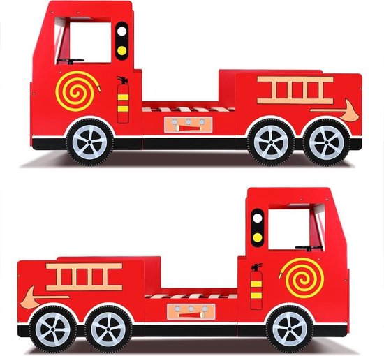 Casaria Kinderbed Brandweerauto – Incl. Lattenbodem - 200 x 90 cm