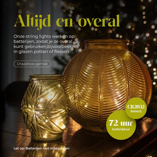 Giftmas Lichtsnoeren - 6x2M LED Verlichting - Lampjes - Warm Wit – 72 uur brandtijd – Kerstversiering voor Binnen en Buiten - Kerstverlichting