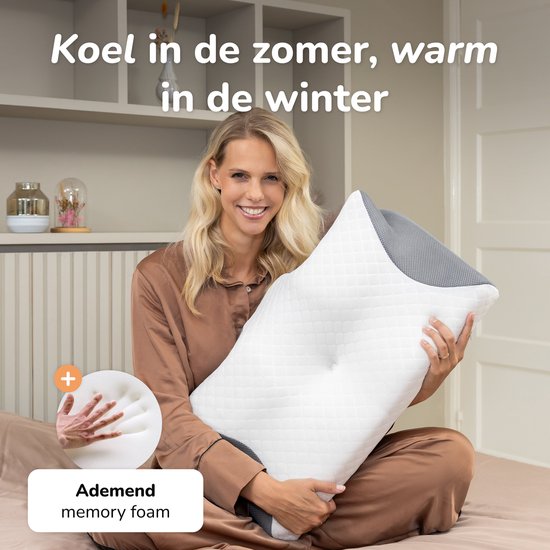 Anti snurk kussen - 2 pack - Ergonomisch & Orthopedisch - Voor iedere slaaphouding - Hoofdkussen - Kussen tegen Apneu- - Memory foam Zijslaper - 60x40 cm - Alyze