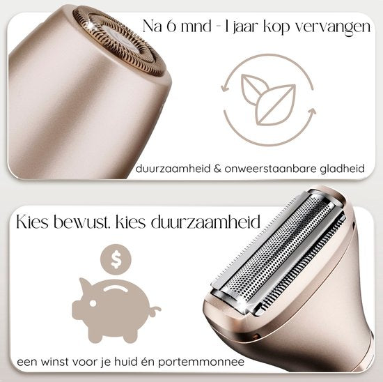 2-in-1 Ladyshave + Extra Scheerkop – Gezicht, Oksels, Benen, Bikinilijn – USB Oplaadbaar – Sansbeauté®