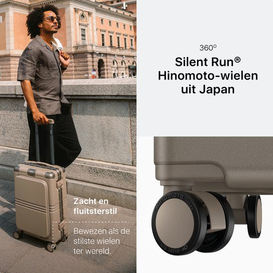 ONYX Hybrid Pro Handbagage Koffer met Voorvak 38 Liter - Gerecycled Polycarbonaat en Ritsloos Design - Reiskoffer met TSA slot en Spinner wielen - Lichtgewicht Trolley met Laptopvak - Desert Clay