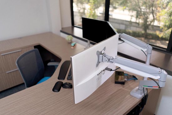 Kensington SmartFit One-Touch Dubbele Monitorarm - Voor 2 Schermen - In Hoogte Verstelbaar - Voor 13 - 32" & tot 9 KG - Grijs
