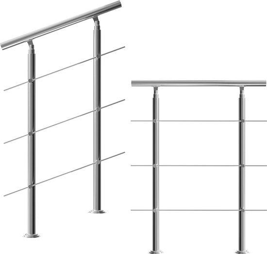 Monzana Trapleuning roestvrij staal 80cm 3 schoren