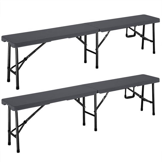Casaria Set van 2 Bierbanken - Opvouwbaar 8 Personen 183cm- Antraciet