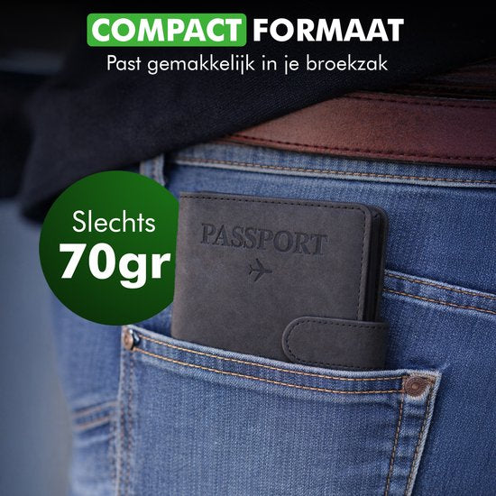 Travelhawk Paspoorthoesje - paspoorthouder - Travel Wallet - Organizer - RFID - Wereldkaart - PU Leer - Zwart