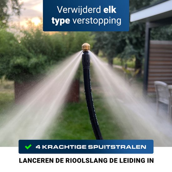 Techweise - Rioolslang geschikt voor Kärcher K2 t/m K7 - 20M - Met 4 achterwaartse hogedruksproeiers
