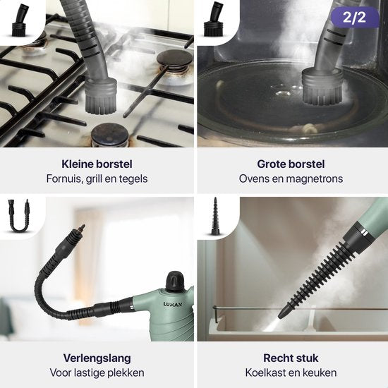 LUMAN Stoomreiniger – 16-in-1, Incl. Accessoires – 1050 W – 450 ml – Groen