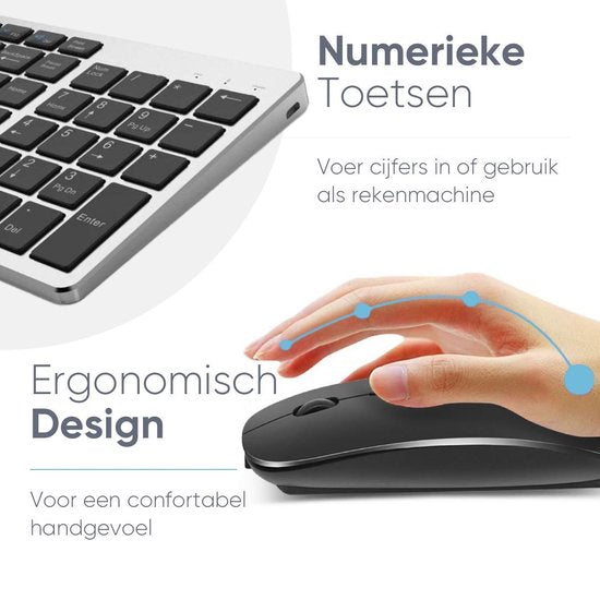 Trendfield Toetsenbord en Muis Draadloos - Bluetooth Keyboard - Stille Toetsen - Oplaadbaar - Qwerty - Space Grey