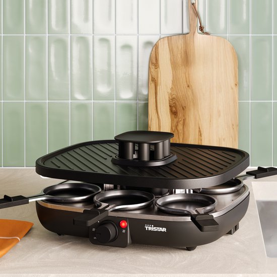 Tristar Gourmetset - RA-2760 Clean Air - Ingebouwde afzuiging - 1100W - Bakplaat 6 personen - Zwart