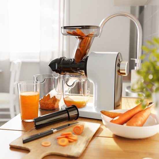 KitchenBrothers Slowjuicer - Compact - Juicer - Groenten en Fruitpers - 45 mm - 500 ml - Wit