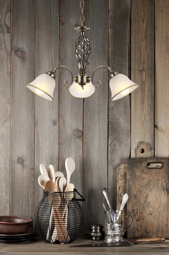 Kroonluchter Globo Odin LED - Klassiek - Messing met mat glas 2