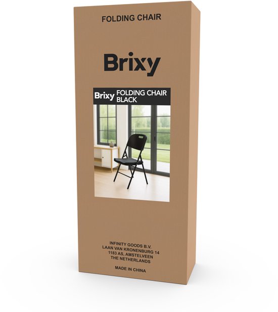 Brixy Klapstoelen – Set van 4 - Vouwstoelenset - Zware Kwaliteit - Weersbestending - Opvouwbare Stoelen - 47 x 54 x 87 CM – Zwart