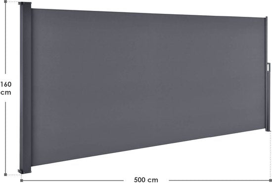 Juskys Windscherm - Uitrekbaar - 500 x 160 cm - Antraciet