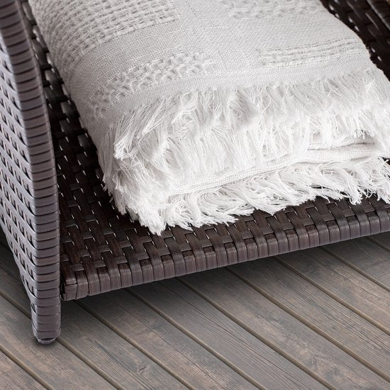 Casaria Polyrattan Bijzettafel - WPC Tafelblad 45x45x40cm – Bruin