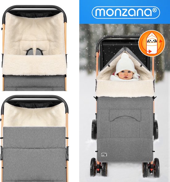 Monzana Baby Voetenzak – Ritssluiting Wasbaar 90x60cm - Grijs