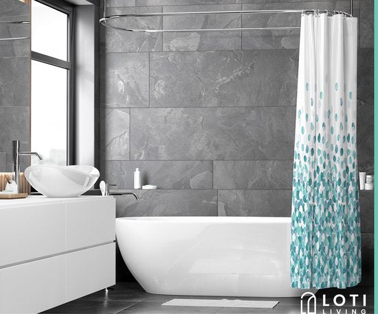 Loti Living Douchegordijn Anti Schimmel – Oceaan - Inclusief ringen – Waterdicht - Polyester - Douchegordijn 180x200 cm
