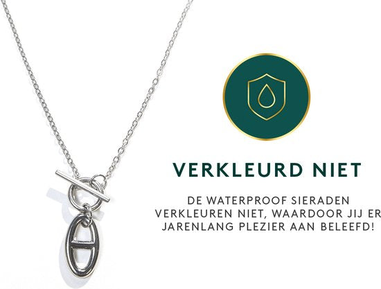 Laura Ferini Dames Ketting Legato Zilver - Zilverkleurige ketting met hangertje - 18K Witgoud Verguld - Halsketting - Collier - Sieraad - Accessoires - Dames Ketting met Hanger
