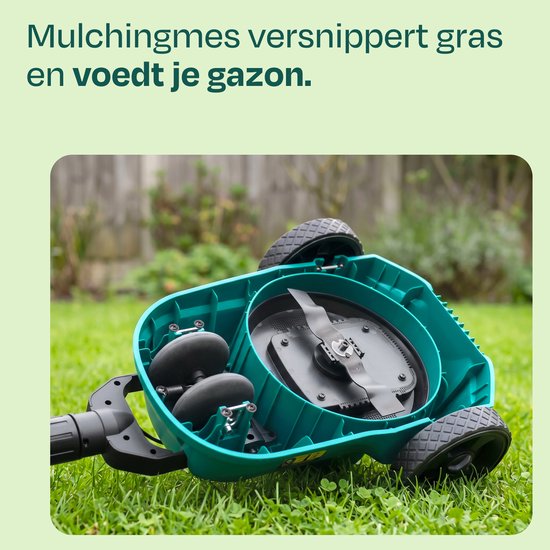 VONROC Mini Elektrische Grasmaaier 20V – 22 cm – Maaien en mulchen in één - Drie instelbare maaihoogtes: 30mm, 40mm, 50mm –- Incl. reinigingstool - Zonder accu en lader