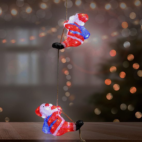 3x Deuba Kerstfiguur Kerstman – LED Acryl 30cm –Wit Licht