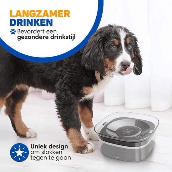 Vulpes Goods® Drinkbak Hond - Waterbak voor Honden - Anti Knoei - Vermindert slobberen - Transparant - Onderweg - 2L - Zwart