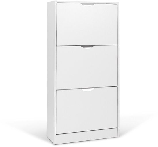 Milton Oldbrook Schoenenkast Prato - 3 Niveaus - tot 18 Paar Schoenen - 60x24x119cm - Wit