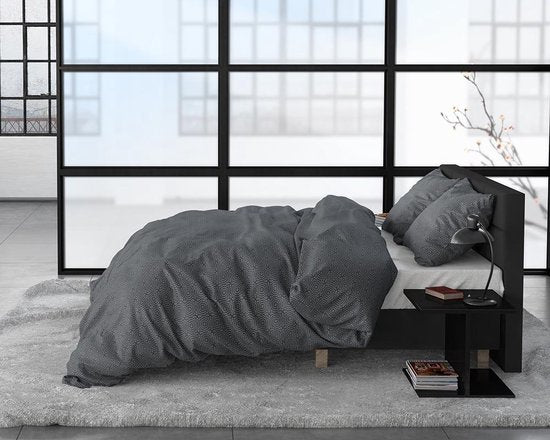 Sleeptime Flanel Jason - Dekbedovertrek - Eenpersoons - 140x200/220 + 1 kussensloop 60x70 - Antraciet
