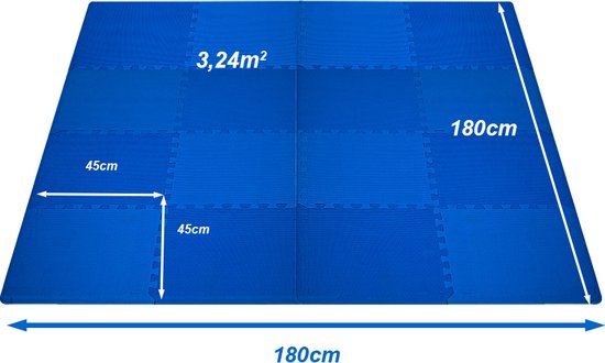 Foamtegels, zwembadtegels 16 delig, ondergrond voor zwembad, blauw