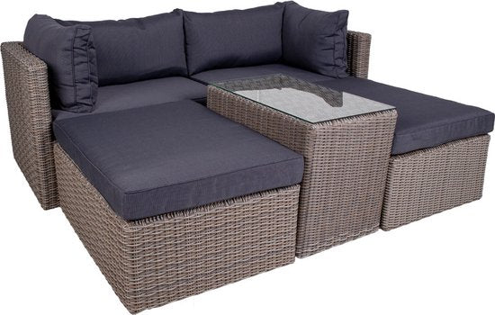 Rossi Lounge Set - Lounge set in cubo-grijs met zwarte kussens