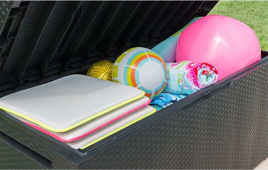 Keter Opberbox Capri - 305L Wielen Vergrendelbaar - Antraciet