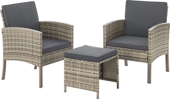 Tuinset / Loungeset / Zitgroep Turin - 7 personen - Polyrattan - Incl. kussens - Grijs