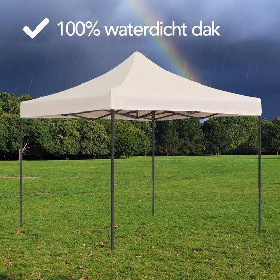 Brixy Partytent - Paviljoen - Easy Up - Opvouwbaar - Waterdicht - Met Draagtas - 300 x 300 cm – Crème