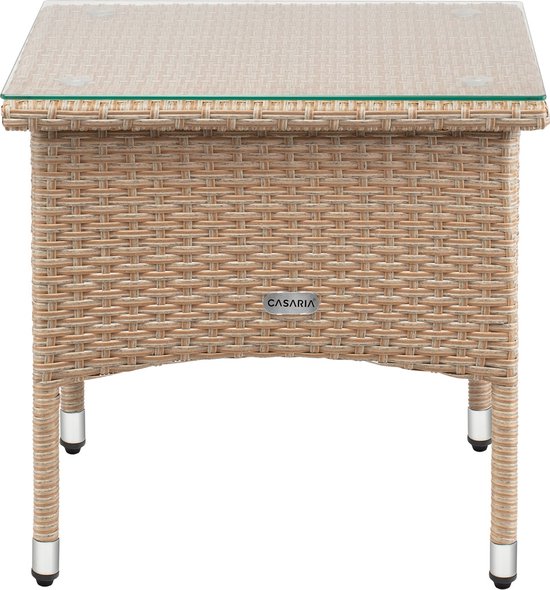 CASARIA Polyrattan Bijzettafel Buiten - 50x50x45cm - Crème