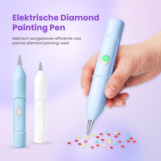 Rubye® – Elektrische Diamond Painting Pen – Met Vacuümtechniek – Oplaadbaar via USB-C – Comfortabel in Gebruik – Voor Ronde en Vierkante Steentjes – Blauw