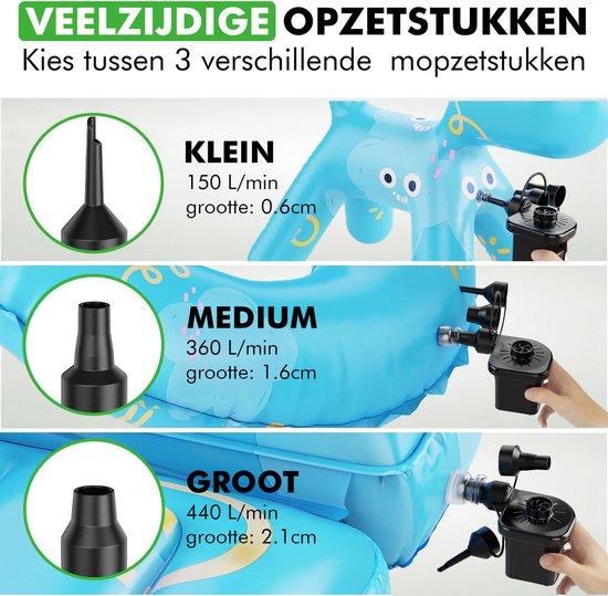 Travelhawk Elektrische Luchtpomp - Electrische Pomp Luchtbed - Inclusief Stekker en Autolader - Compact - Handig Voor Kamperen - 12V En 220V -