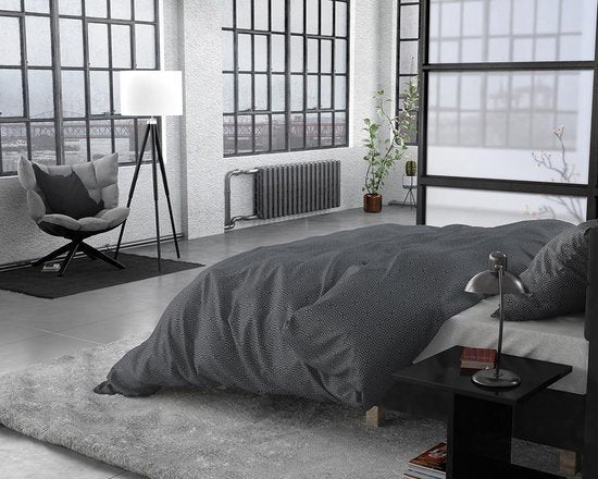 Sleeptime Flanel Jason - Dekbedovertrek - Eenpersoons - 140x200/220 + 1 kussensloop 60x70 - Antraciet