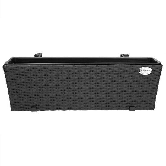 Casaria Polyrattan Bloembak – 2 Stuks Incl. Ophangbeugels – Zwart