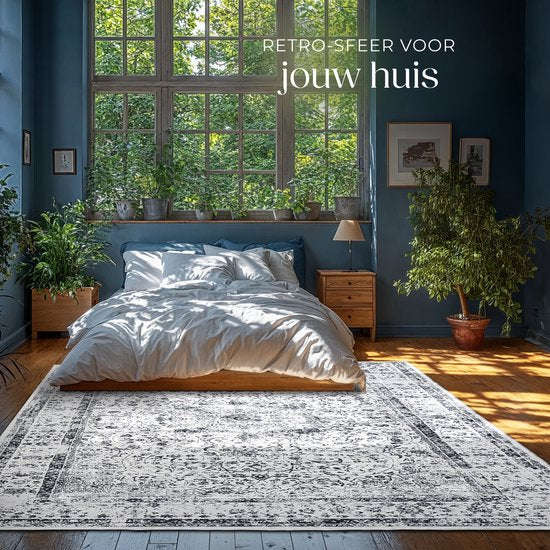 tectake - Vintage design tapijt - laagpolig vloerkleed - Aliya - 240cm x 340cm - grijs